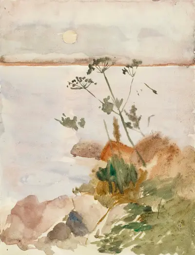Havsstrand i månsken av Albert Edelfelt