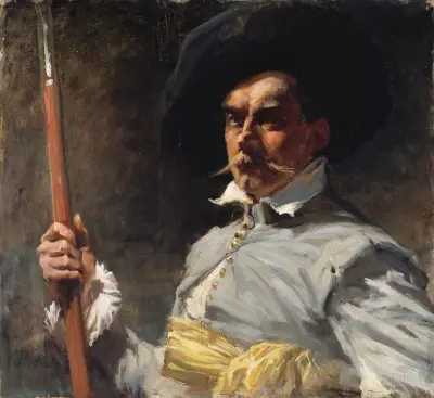 Selbstporträt im Kostüm des 17. Jahrhunderts von Albert Edelfelt