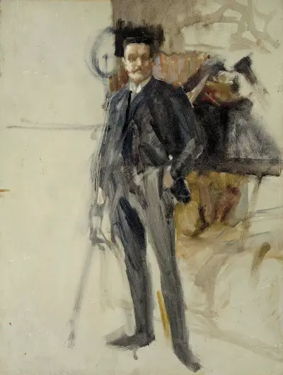 Selbstbildnis, Skizze von Albert Edelfelt