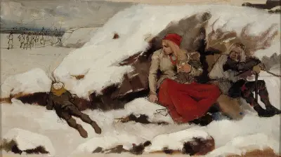 Studie für ein verbranntes Dorf von Albert Edelfelt