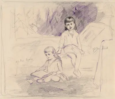 Studie, Kirill och Boris Vladimirovitj av Albert Edelfelt