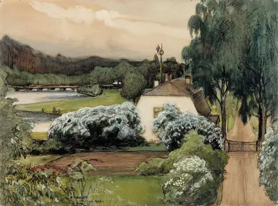 Förvaltarbostaden på Saari gård av Albert Edelfelt