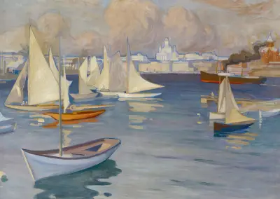 Der Hafen des Nyländska Jaktklubben in Helsinki von Albert Edelfelt