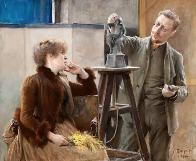 Der Bildhauer Ville Vallgren und seine Frau von Albert Edelfelt
