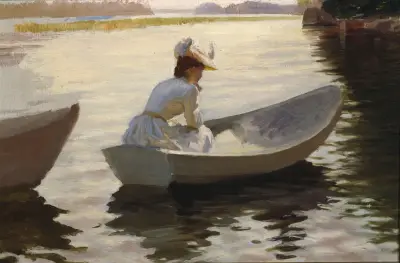 Woman in a boat von Albert Edelfelt