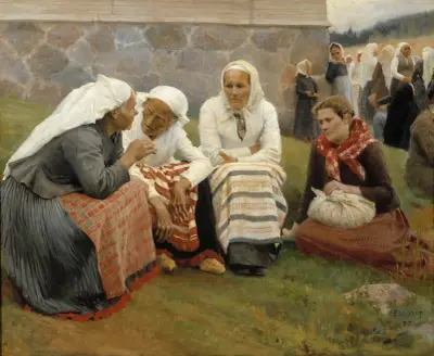 Ženy před kostelem v Ruokolahti, Albert Edelfelt