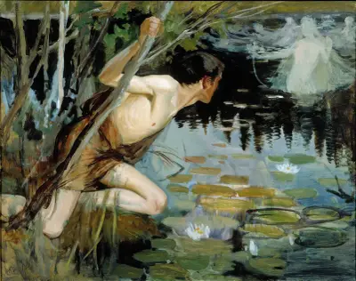 Jüngling und Meerfrau, Skizze von Albert Edelfelt