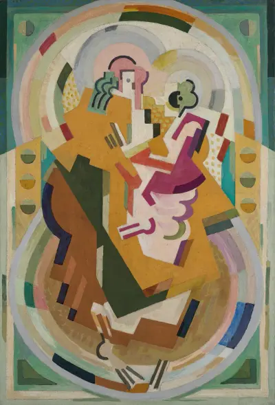Figure suggérée dans une peinture mesure-cadence-rythme av Albert Gleizes