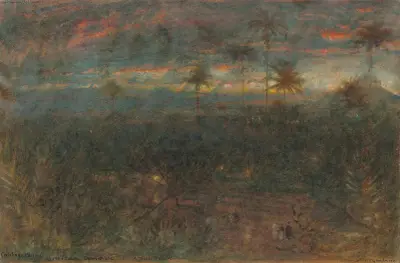 Cabbage palms, Demerara, Guyana av Albert Goodwin