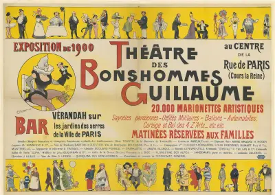 Exposition de 1900. Théâtre des Bonshommes Guillaume 20.000 marionnettes artistiques av Albert Guillaume