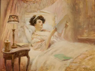 La lecture au lit von Albert Guillaume