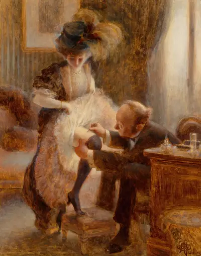 Lifting her petticoat av Albert Guillaume
