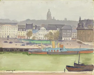 Boulogne sur mer, le port et la ville av Albert Marquet