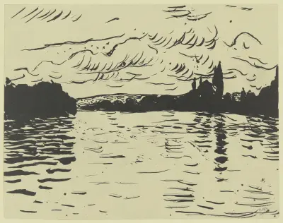 Fluss von Bäumen umsäumt av Albert Marquet