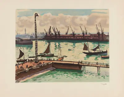 Grues sur le port av Albert Marquet