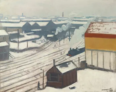 La Gare Montparnasse Sous La Neige av Albert Marquet