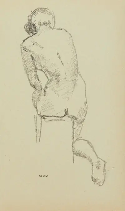 Nu assis de dos av Albert Marquet