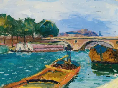 Paris, Pont sur la Seine av Albert Marquet