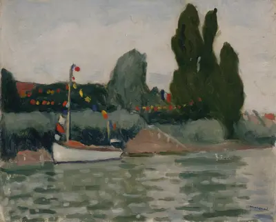 Poissy, bateau pavoisé av Albert Marquet