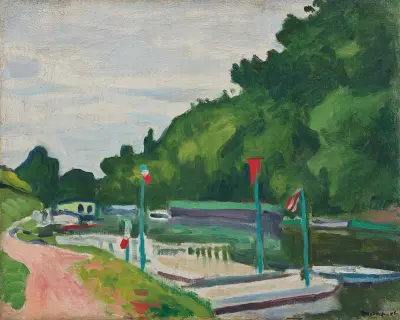 Poissy, les drapeaux av Albert Marquet
