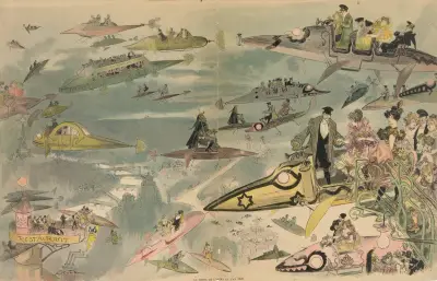 Le Sortie de l’opéra en l’an 2000 av Albert Robida