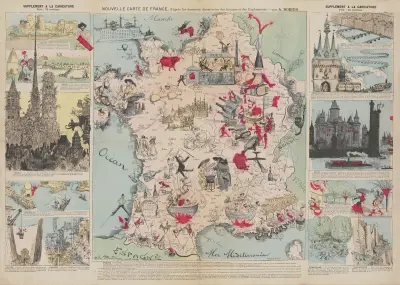 New Map of France, After the Latest Discoveries of the Scientists and Explorers av Albert Robida