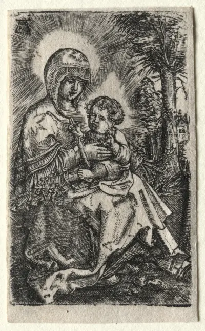 The Beautiful Virgin of Ratisbon in a Landscape av Albrecht Altdorfer