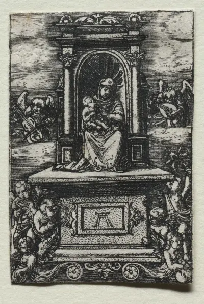The Beautiful Virgin of Ratisbon on an Altar av Albrecht Altdorfer