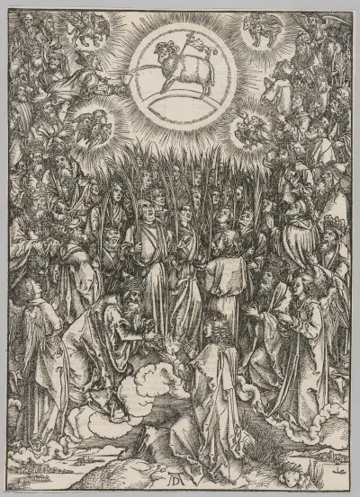 Apocalypse; The Adoration of the Lamb—The Hymn of the Chosen av Albrecht Dürer