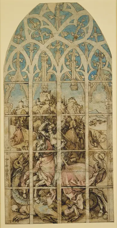 Sketch for a Glass Painting with St George av Albrecht Dürer