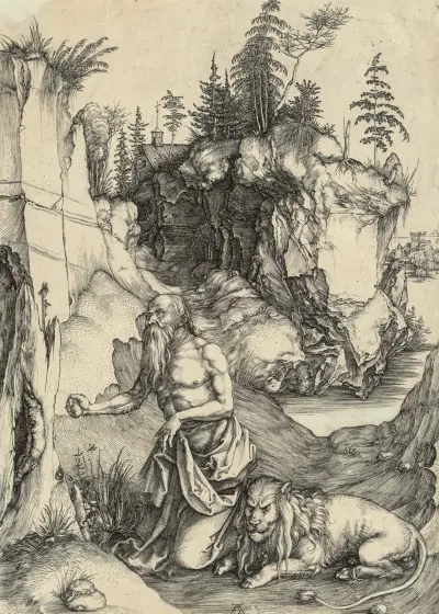 St. Jerome in penitence, 1496 av Albrecht Dürer