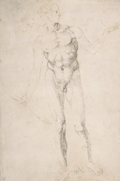 Standing Male Nude Holding a Bow (‘Poynter Apollo’) (1501–3) av Albrecht Dürer