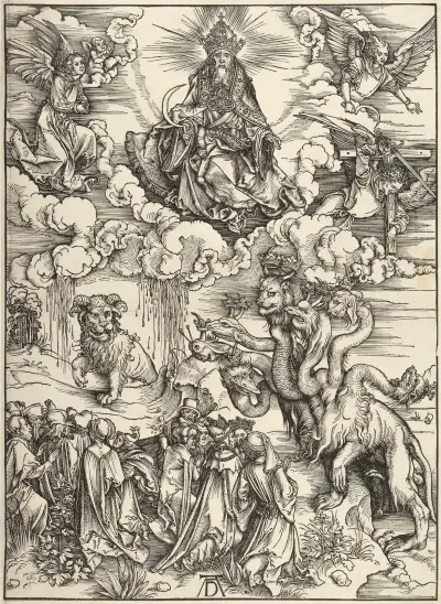 The beast with two horns like a lamb, from The Apocalypse av Albrecht Dürer