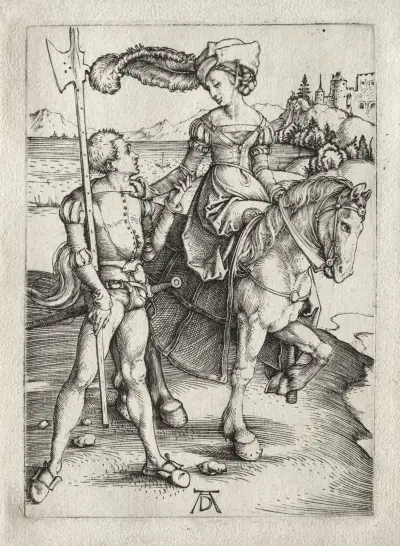 The Lady Riding and the Landsknecht av Albrecht Dürer