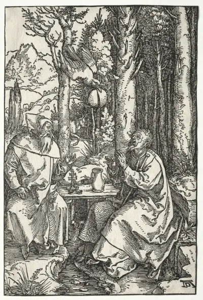 The Visit of St. Anthony to St. Paul the Hermit av Albrecht Dürer