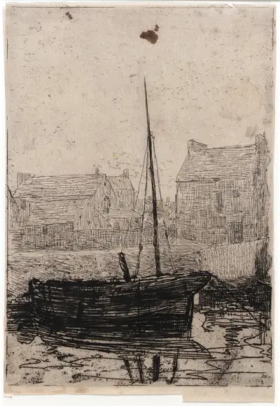 Båt förtöjd – Isle of Man av Julian Alden Weir