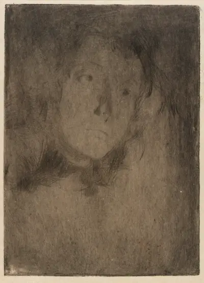 Kvinno huvud av Julian Alden Weir