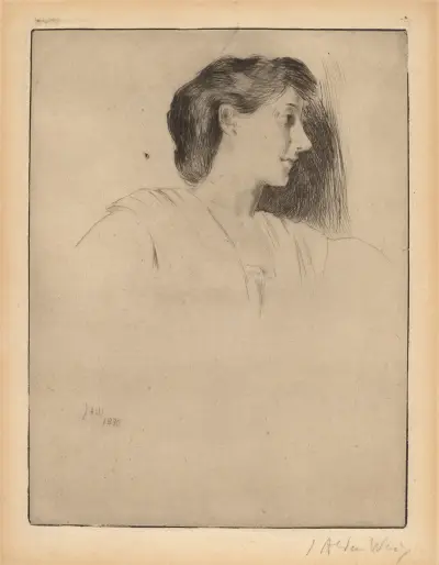 Profile Head of a Woman av Julian Alden Weir