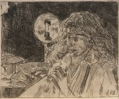 Sömnad vid levande ljus av Julian Alden Weir