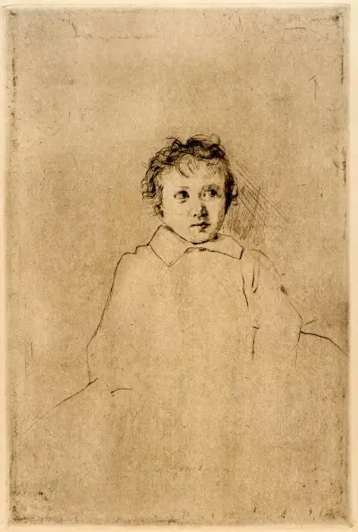 Skiss av ett barn av Julian Alden Weir