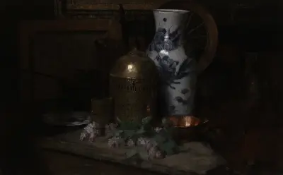 Stilleben i ateljén av Julian Alden Weir