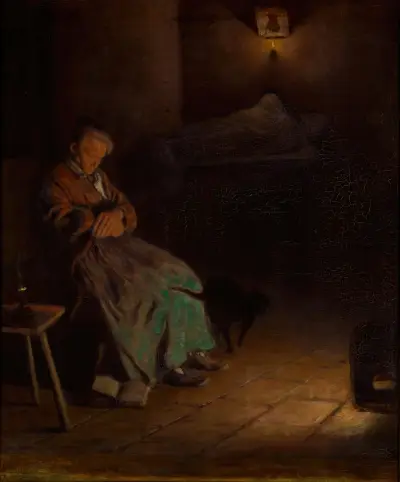 Old Woman Watching Over a Dead Body II av Aleksander Gierymski