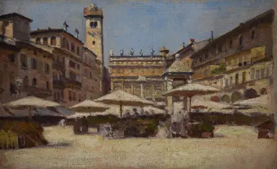 Piazza delle Erbe i Verona av Aleksander Gierymski