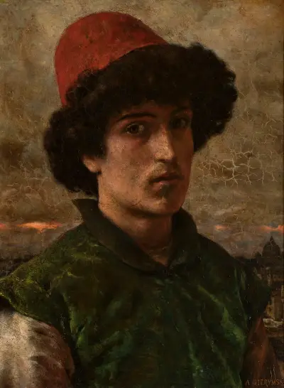 Portrait of a young Italian man av Aleksander Gierymski