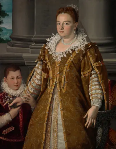 Portrait of Grand Duchess Bianca Capello de Medici with Her Son av Alessandro Allori