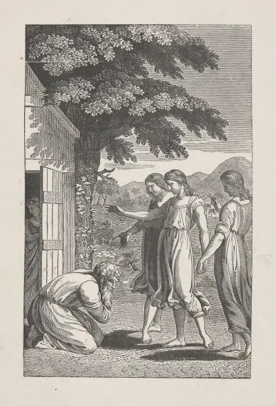 Abraham and the three angels av Alexander Anderson