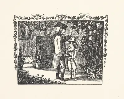 Man and boy in garden av Alexander Anderson
