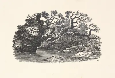 Man and dog in tree av Alexander Anderson