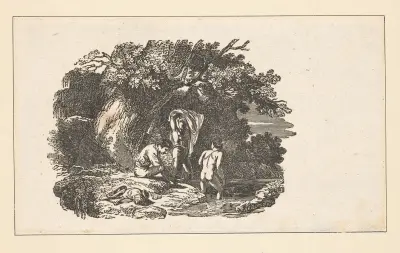 Die Jahreszeiten [Sommer; Drei Männer beim Baden im Bach] von Alexander Anderson