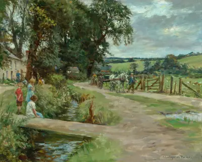 The village stream av Stanhope Alexander Forbes
